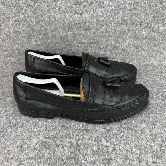 ✅Earth Shoe Mens 13 Alan II Black Leather Tassel Kilti Slip-On Moc Toe Loafers - Picture 8 of 12